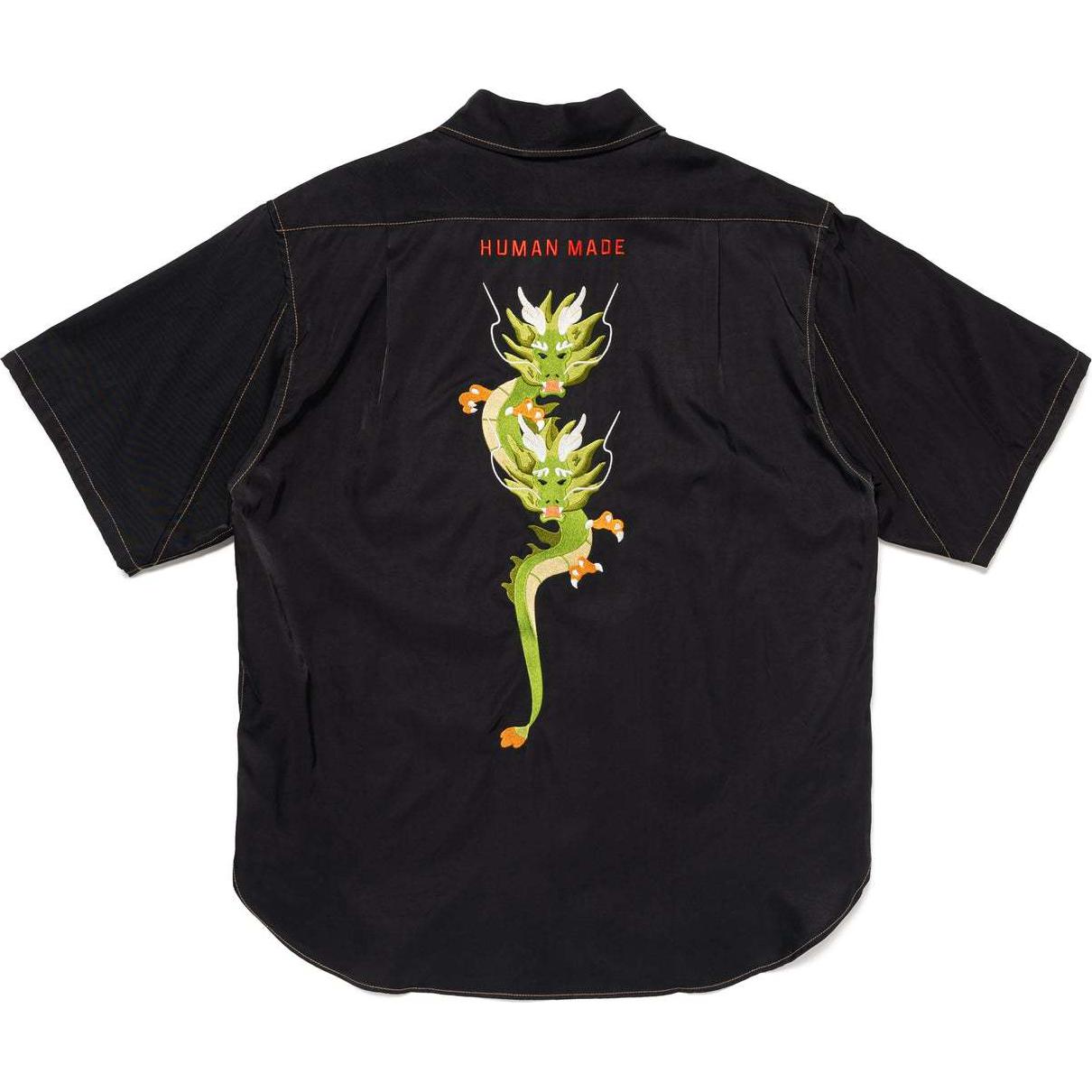 Lookbook 휴먼메이드 SS24 드래곤 자수 반팔 셔츠 유니섹스 블랙 HM27SH016