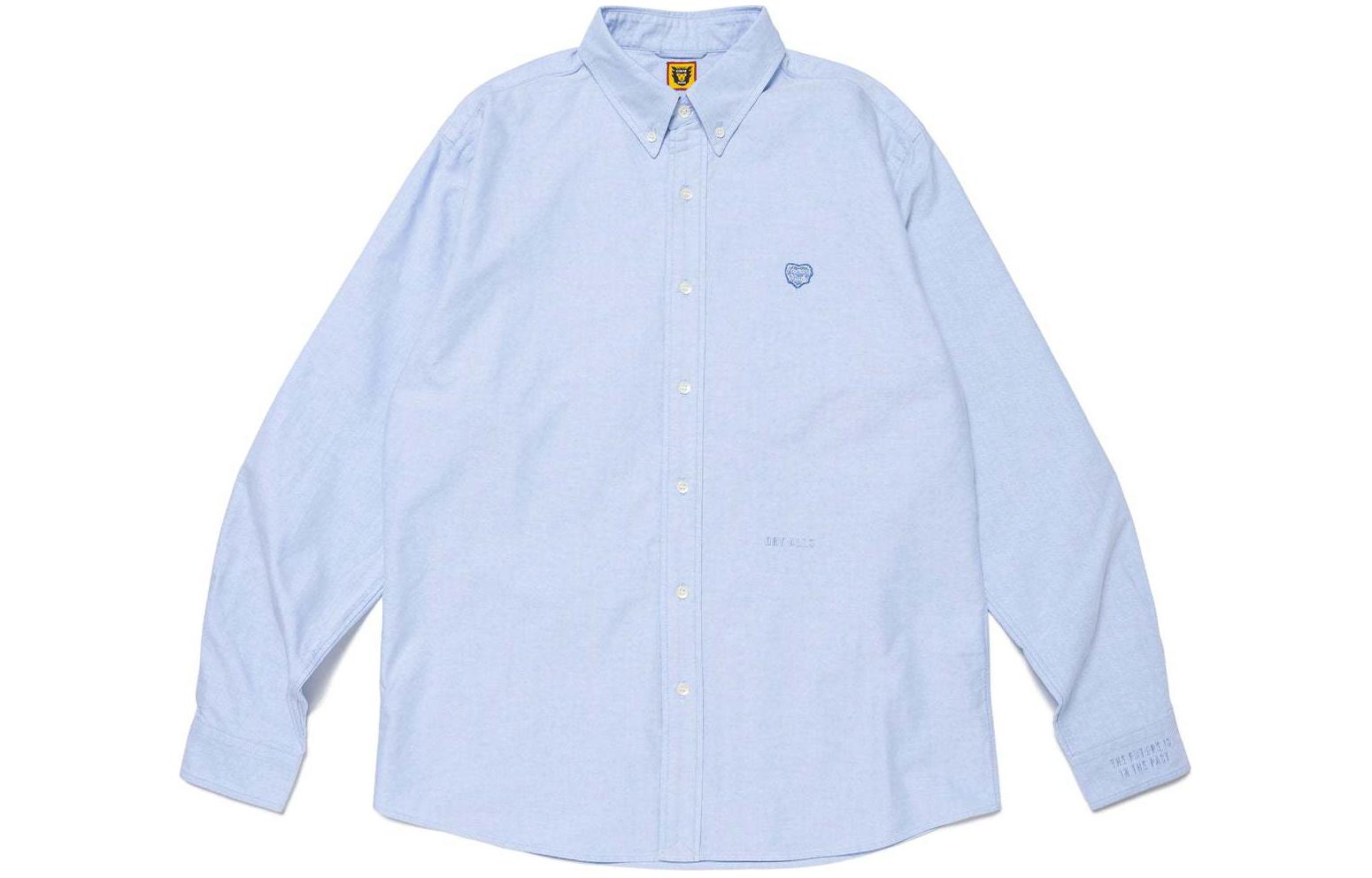 Shop HUMAN MADE SS24 Embroidered Logo Solid Long Sleeve Shirt Unisex HM27SH006