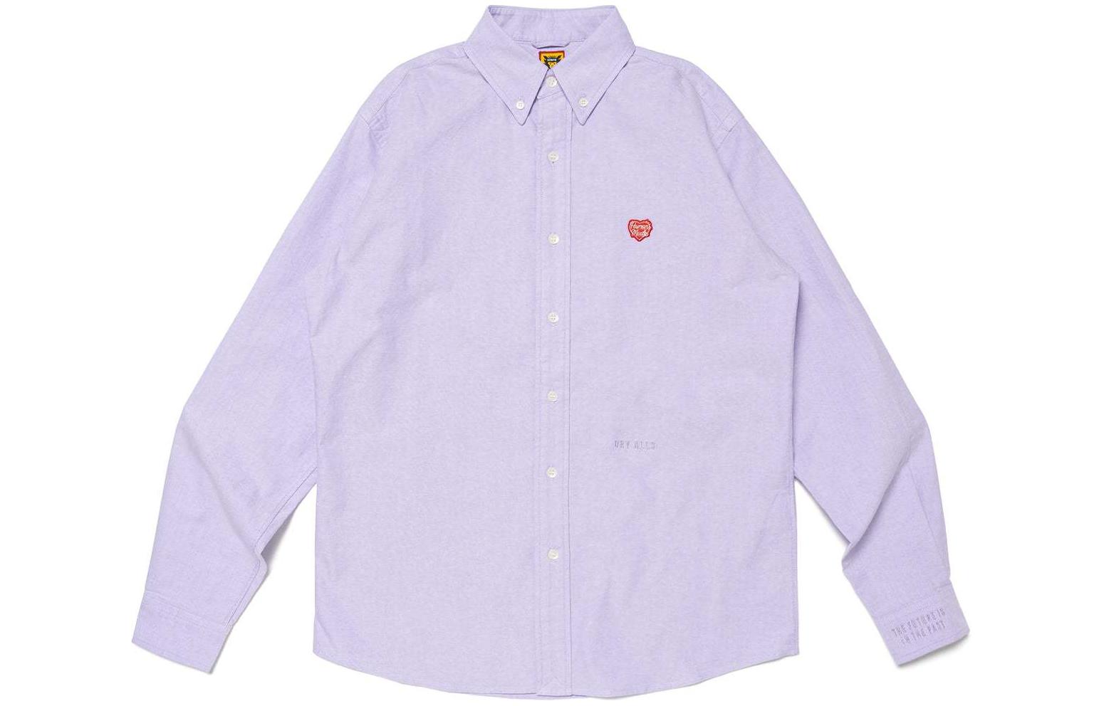 Cheap HUMAN MADE SS24 Embroidered Logo Solid Long Sleeve Shirt Unisex HM27SH006