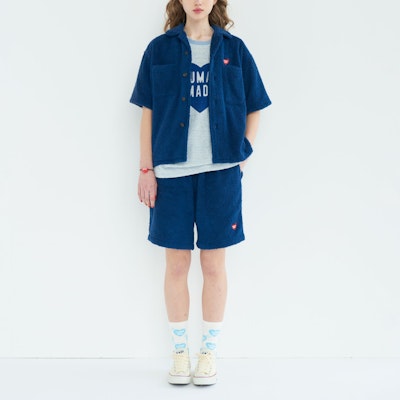 HUMAN MADE SS24 毛绒心形刺绣抽绳松紧腰短裤 男女款 HM27PT023 Shop HUMAN MADE SS24 毛绒心形刺绣抽绳松紧腰短裤 男女款 HM27PT023