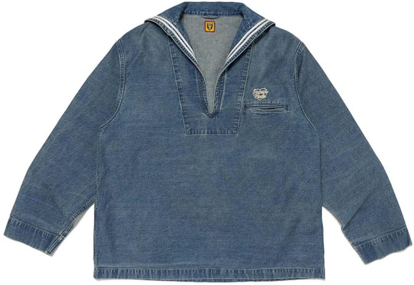 HUMAN MADE SS24 Half-Zip Denim Long-Sleeve Shirt Blue Unisex. HM27SH011 Buy HUMAN MADE SS24 Half-Zip Denim Long-Sleeve Shirt Blue Unisex. HM27SH011