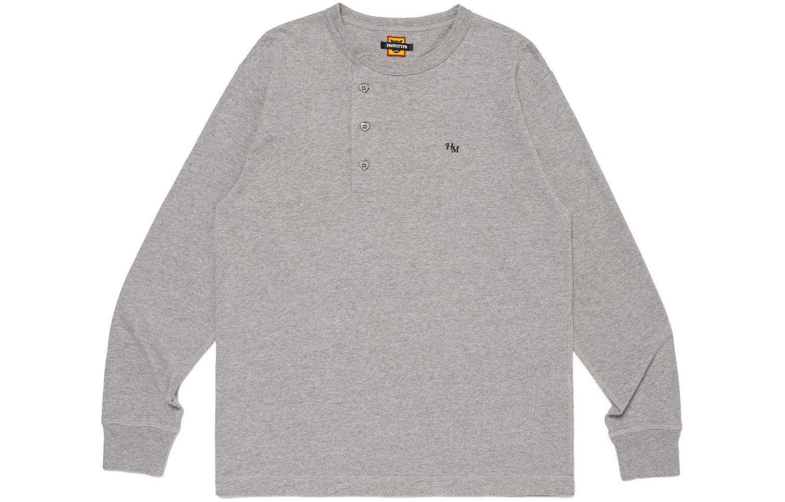 Shop HUMAN MADE SS24 Kaos Lengan Panjang Henley Unisex dengan Tombol Hati. XX27CS003