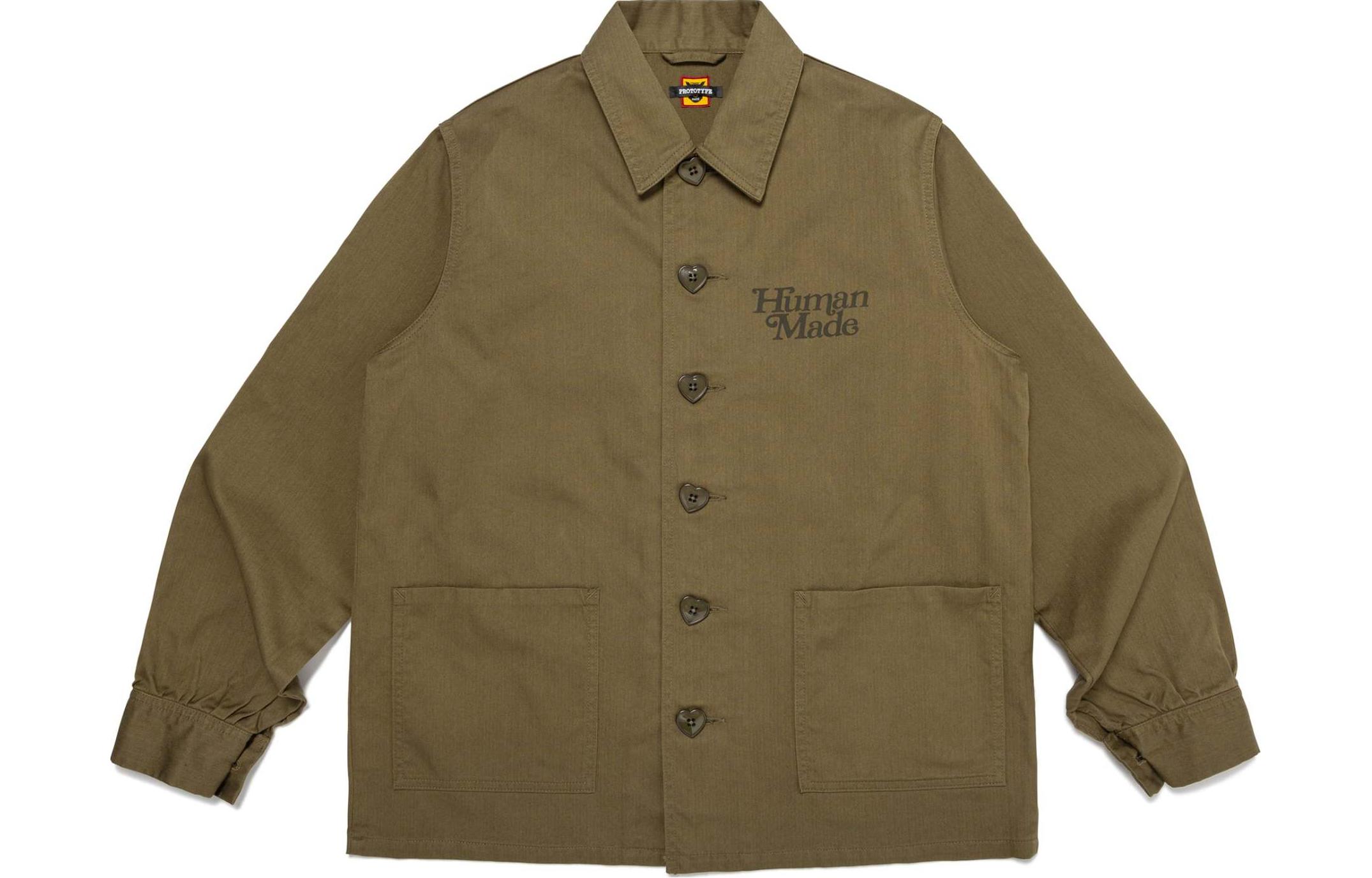 Human Made SS24 Heart Button Print Jacket Unisex Olive Green XX27JK011