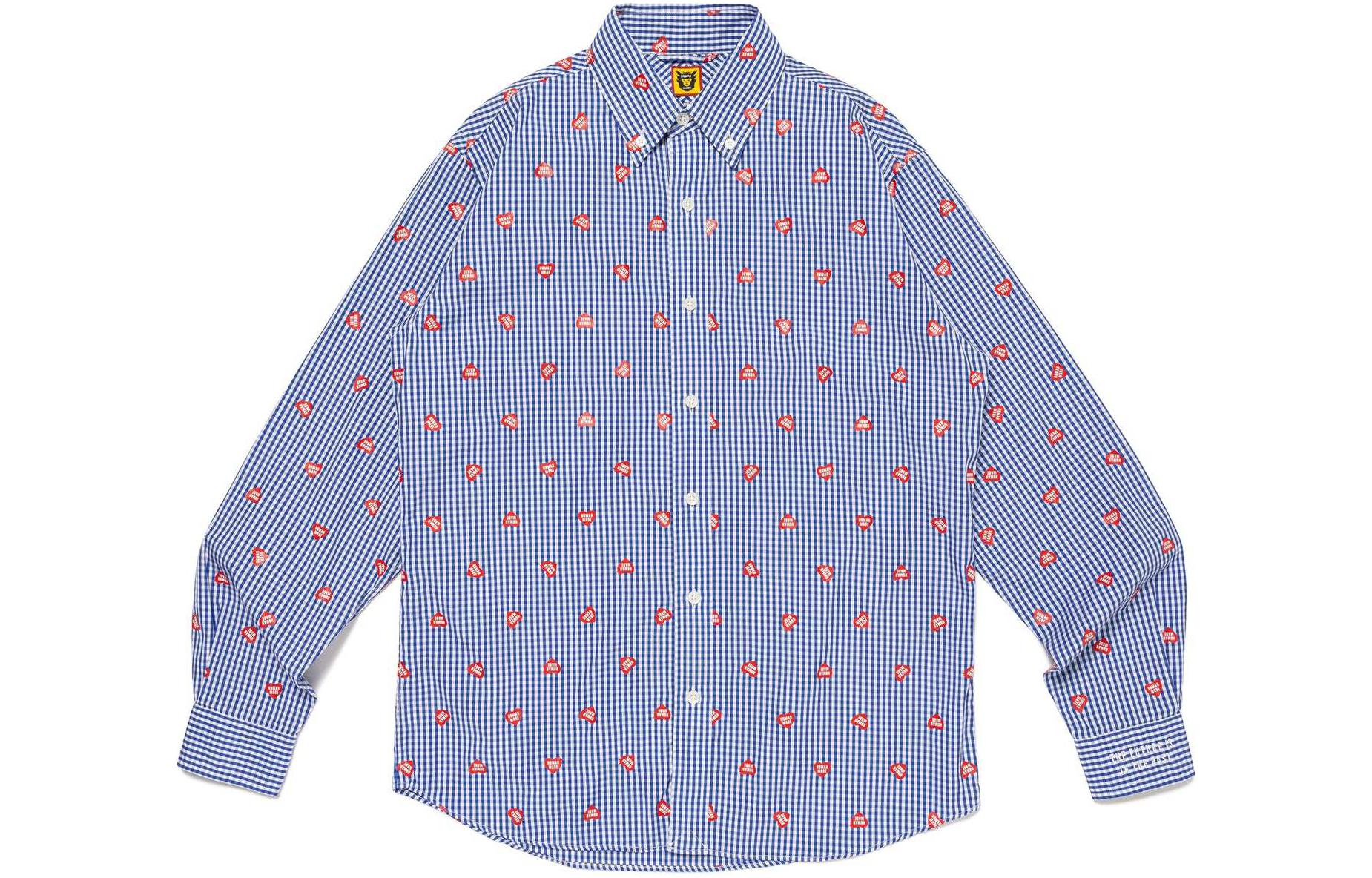 HUMAN MADE SS24 Heart Embroidered Oversized Long Sleeve Shirt Unisex HM27SH008