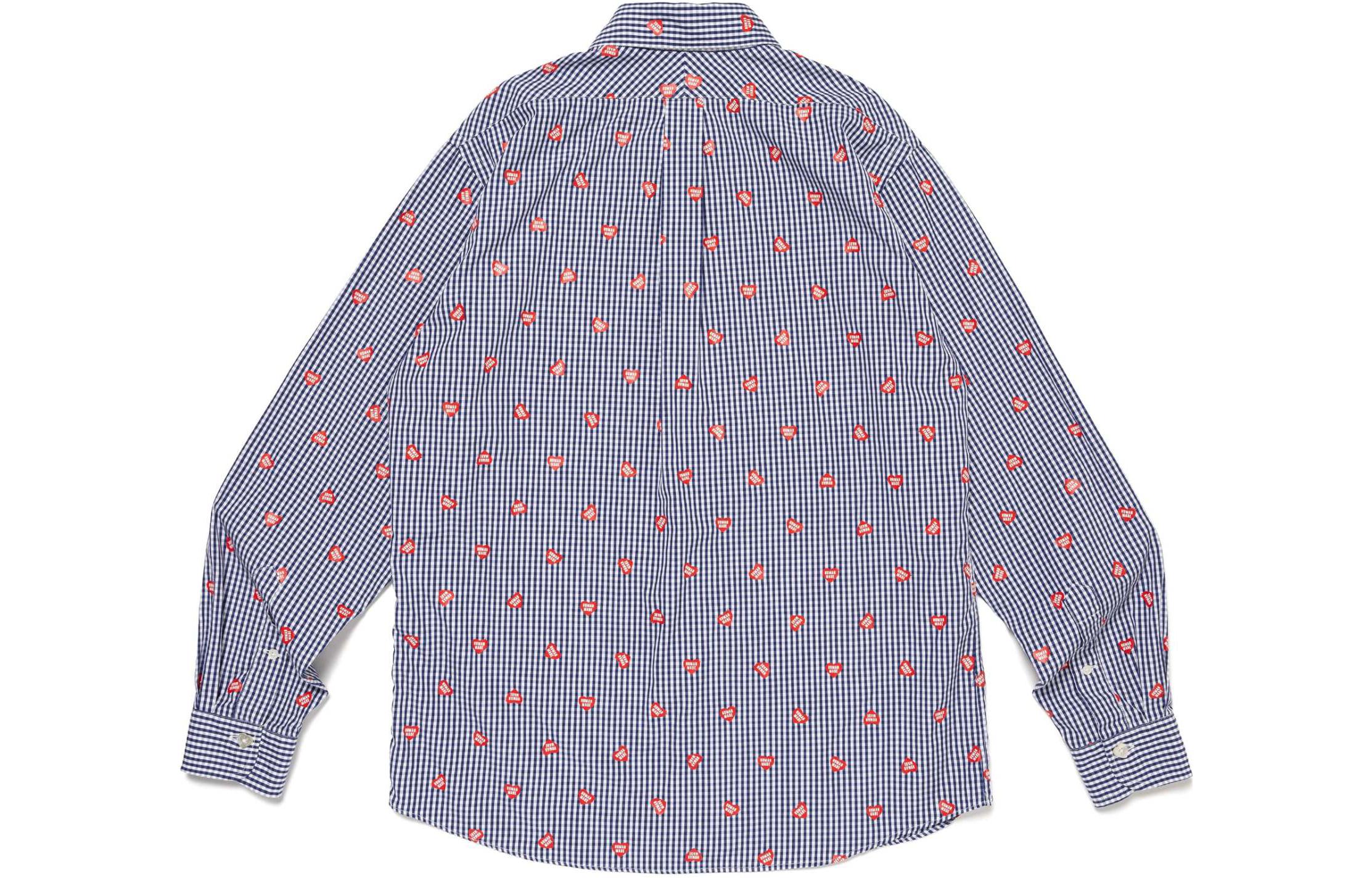 Lookbook 휴먼메이드 SS24 하트 자수 오버사이즈 긴팔 셔츠 유니섹스 HM27SH008