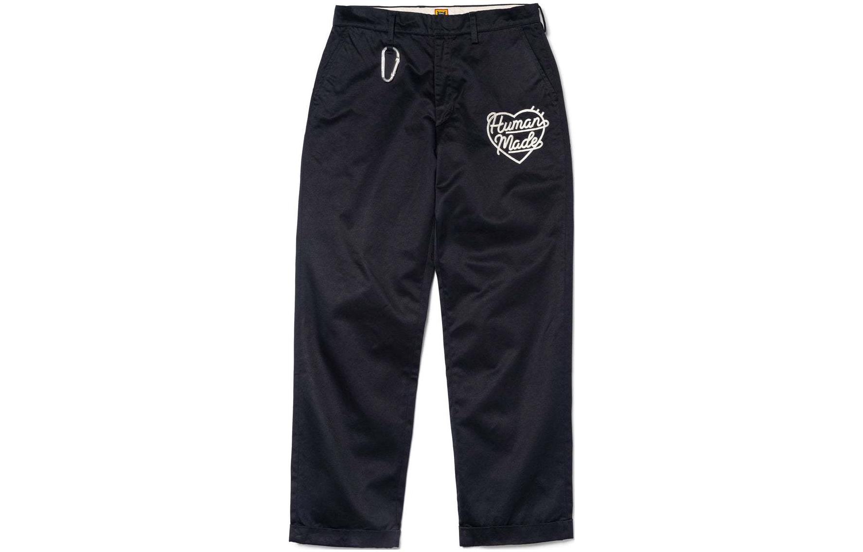 Shop HUMAN MADE SS24 Heart Embroidered Straight-Leg Pants Unisex Casual Style. HM27PT006