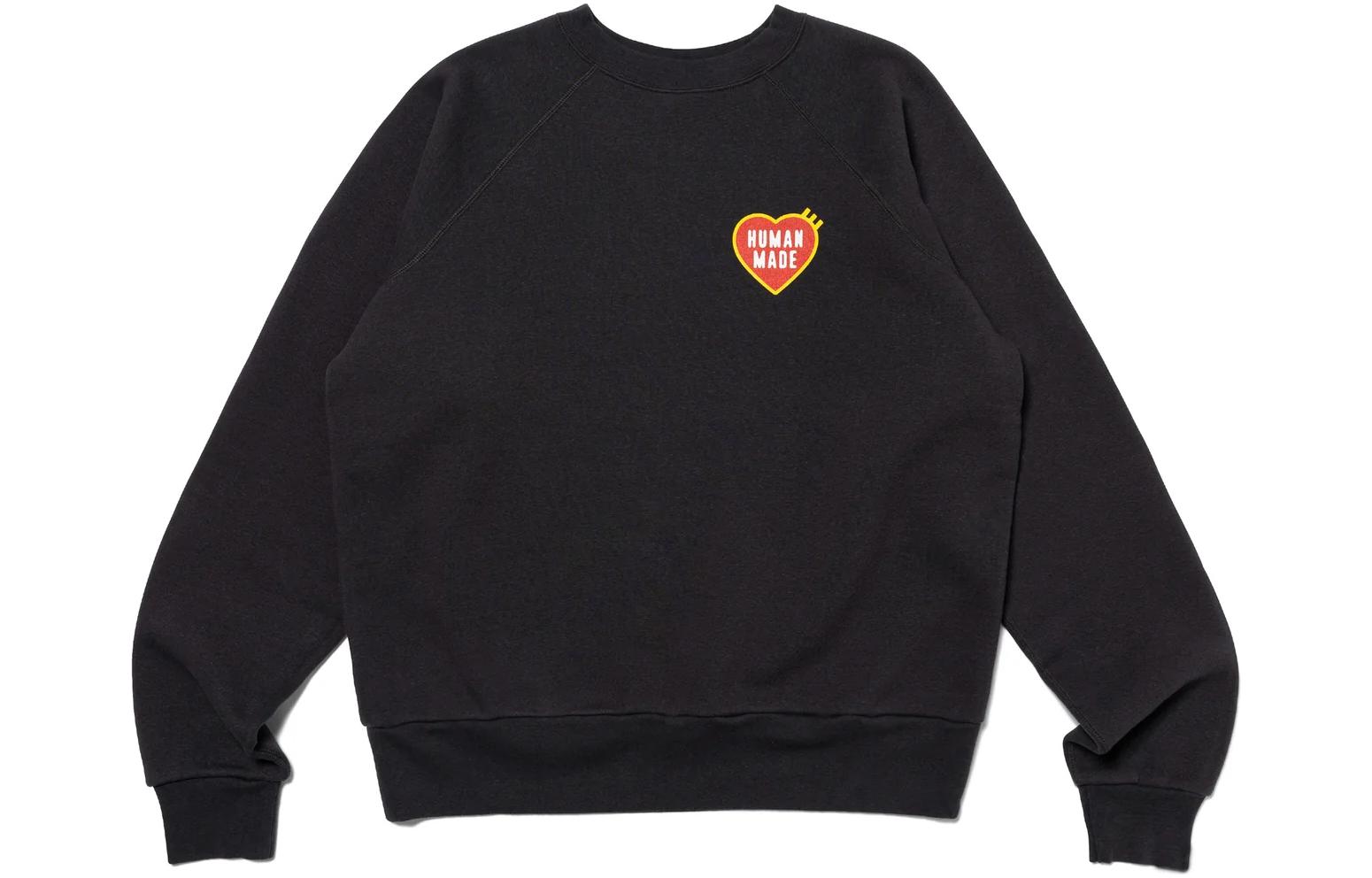 Shop HUMAN MADE SS24 Sweater Crewneck Unisex Grafis Hati. HM27CS032