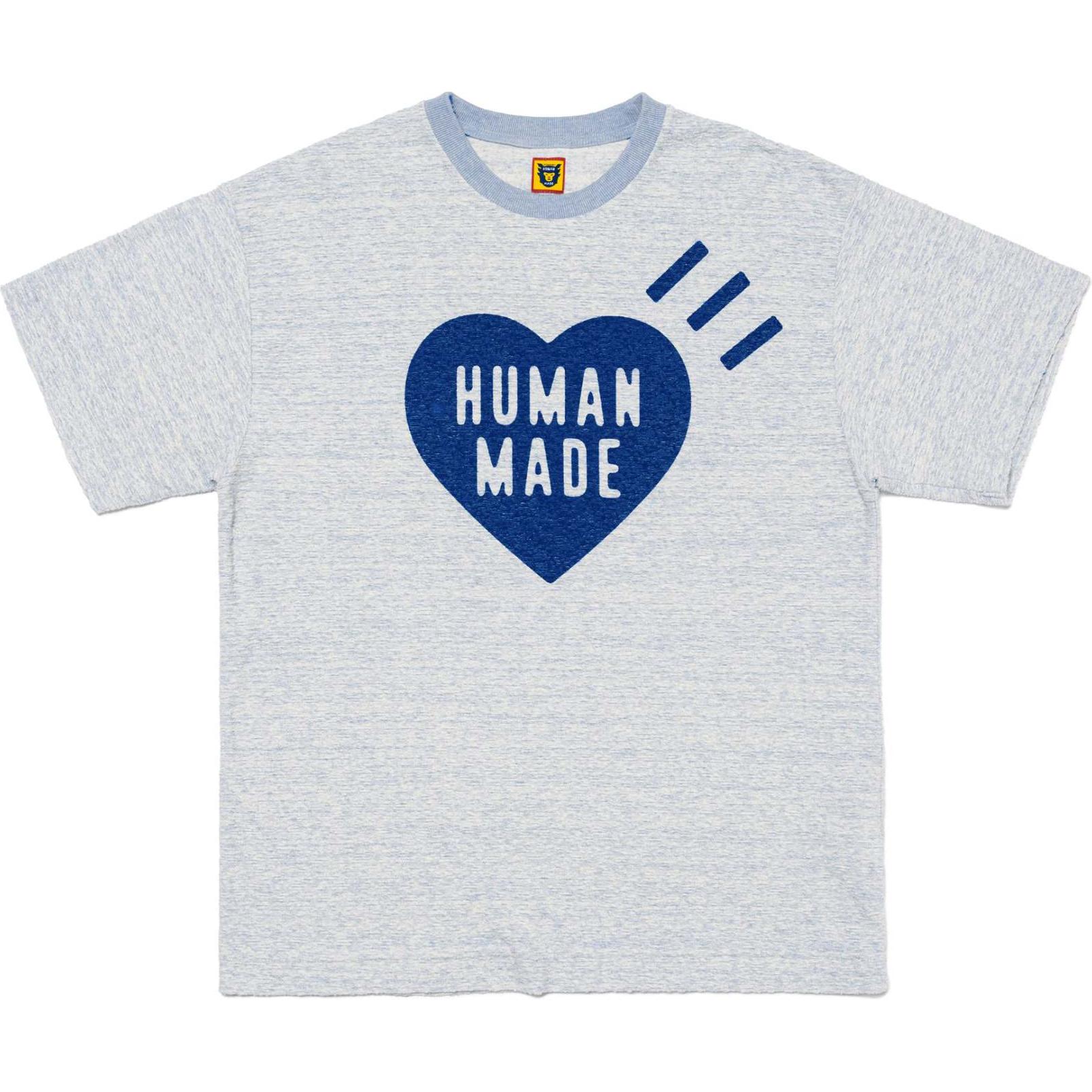 Shop HUMAN MADE SS24 愛心標誌圖案棉質短袖T恤男女款式。 HM27CS008