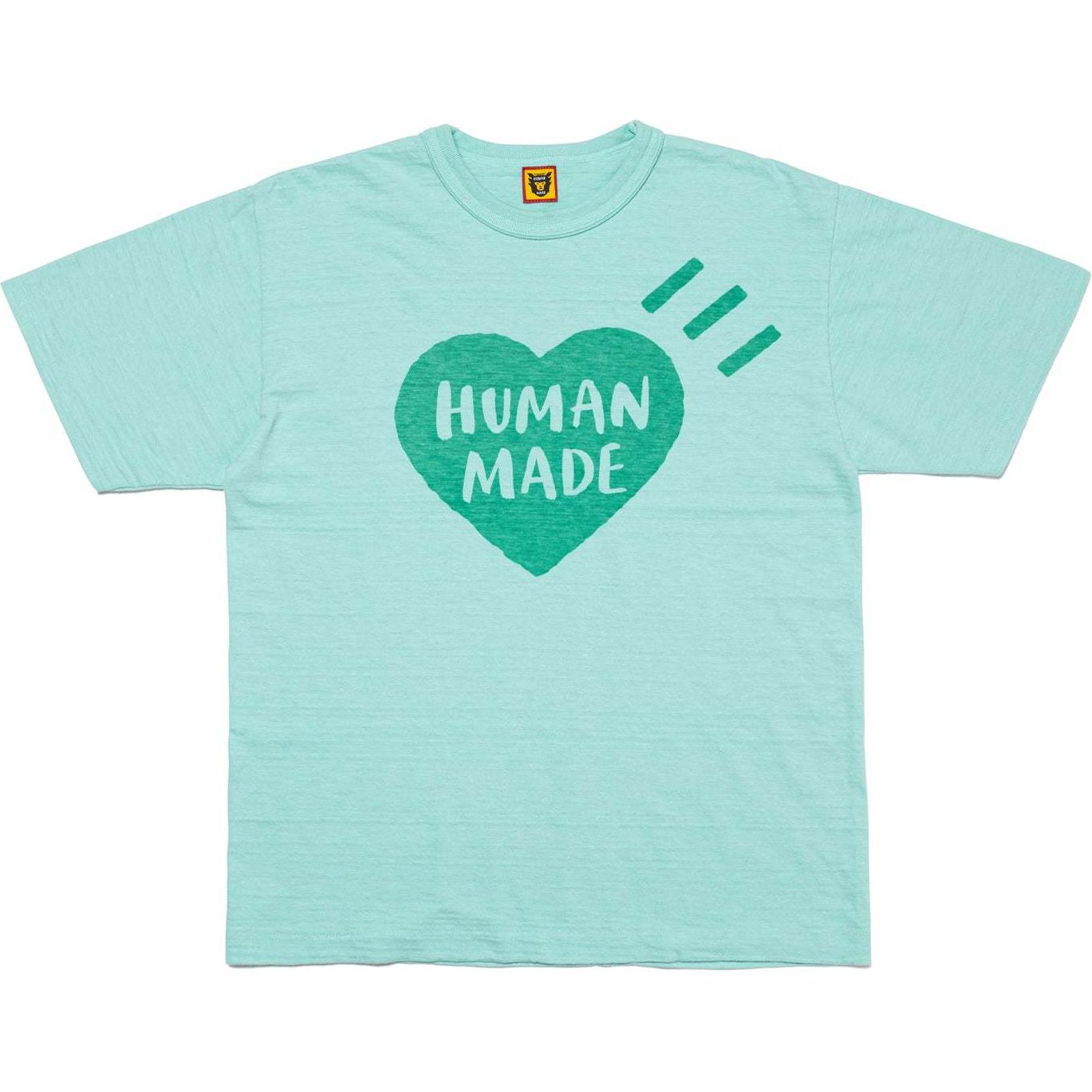 Order 휴먼메이드 SS24 하트 로고 그래픽 유니섹스 크루넥 티셔츠. HM27CS006