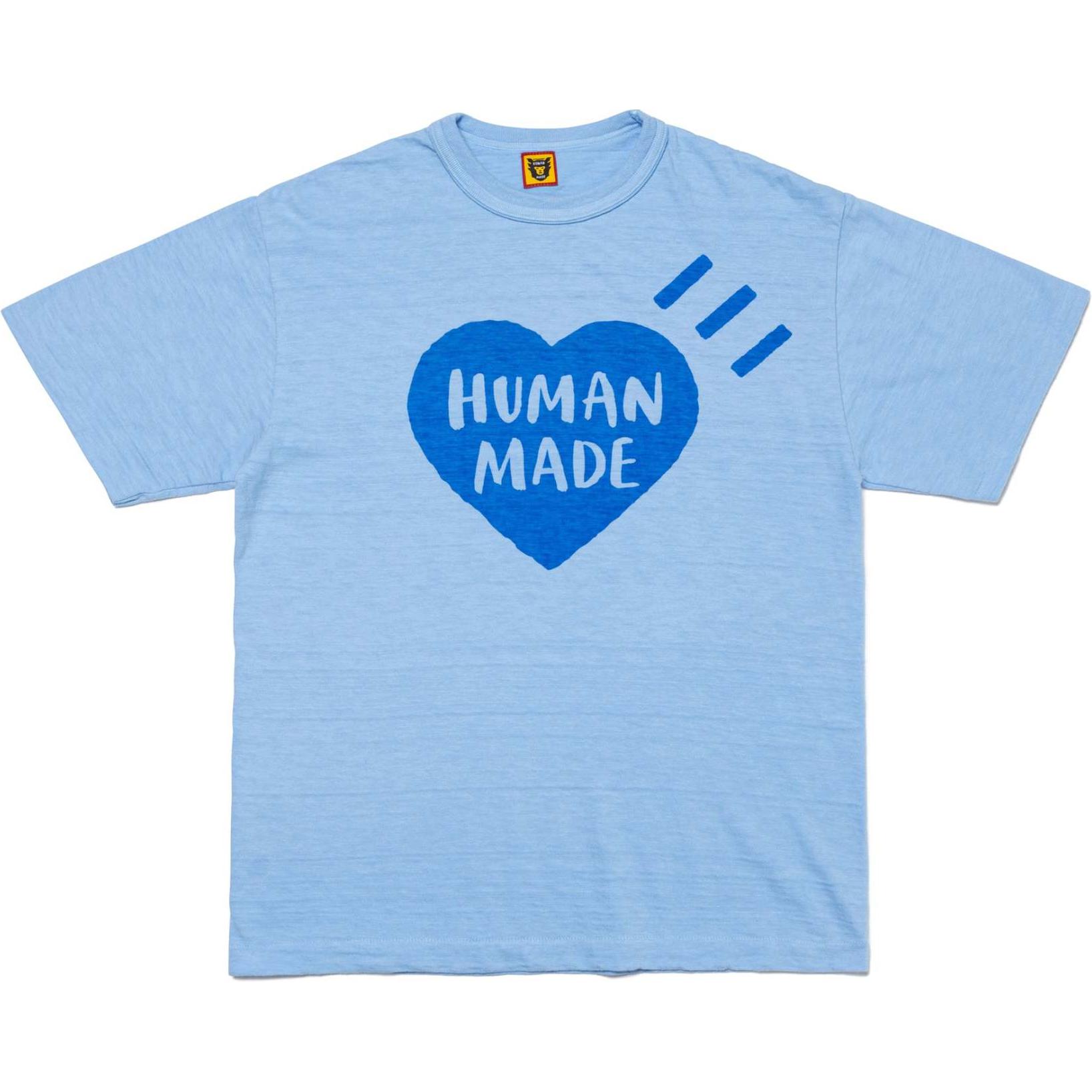 Shop 휴먼메이드 SS24 하트 로고 그래픽 유니섹스 크루넥 티셔츠. HM27CS006