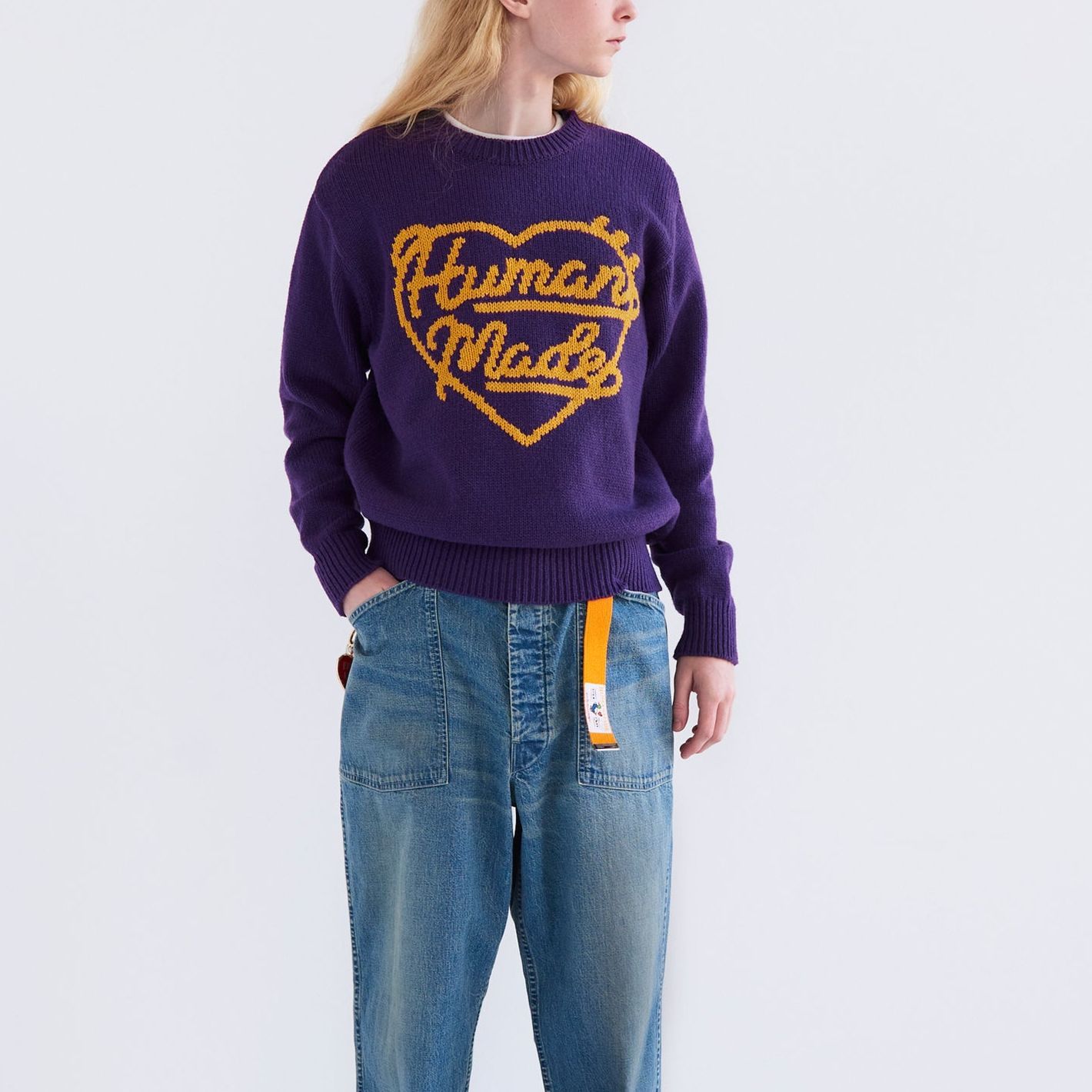 Details for 휴먼메이드 SS24 하트로고 자카드 니트 스웨터 유니섹스 HM27CS038