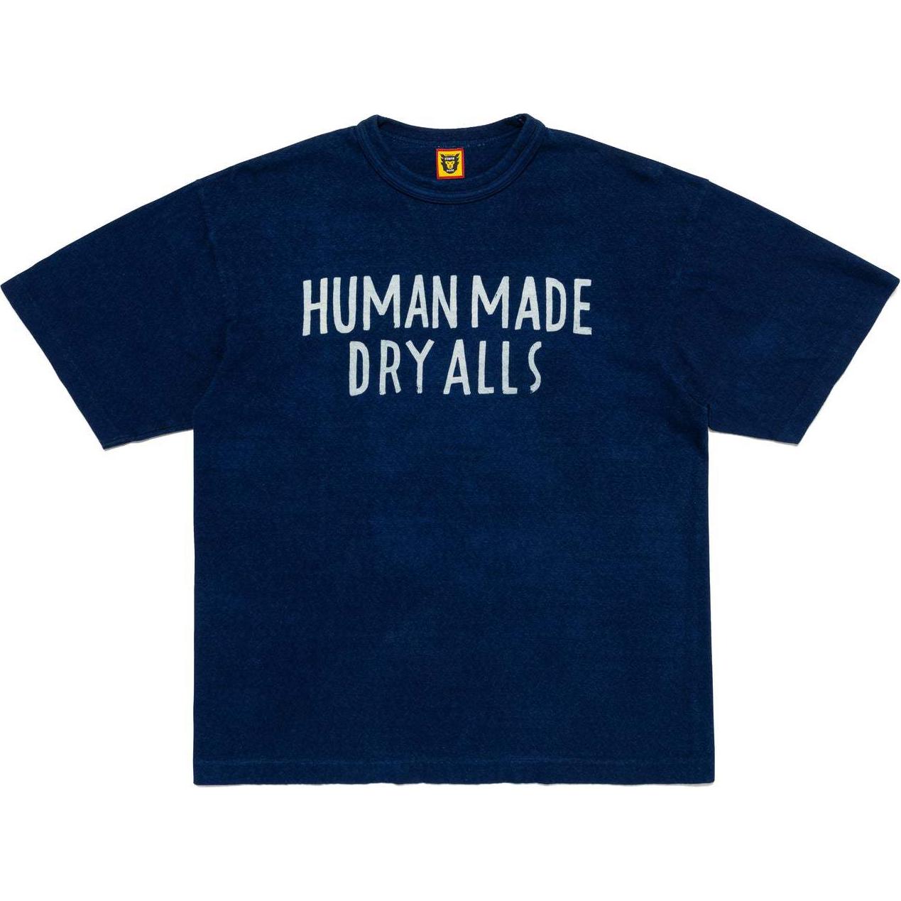 HUMAN MADE SS24 Indigo Tiger Print Calligraphy Style Unisex Tee. HM27CS050