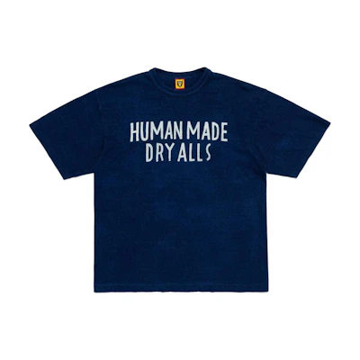 HUMAN MADE SS24 Indigo Tiger Print Calligraphy Style Unisex Tee. HM27CS050
