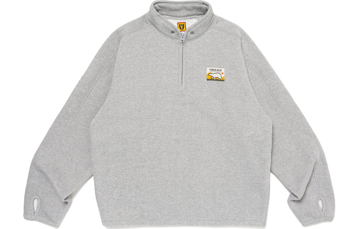 Sizing HUMAN MADE SS24 Logo Half-Zip Pullover Sweatshirt Unisex HM26CS045