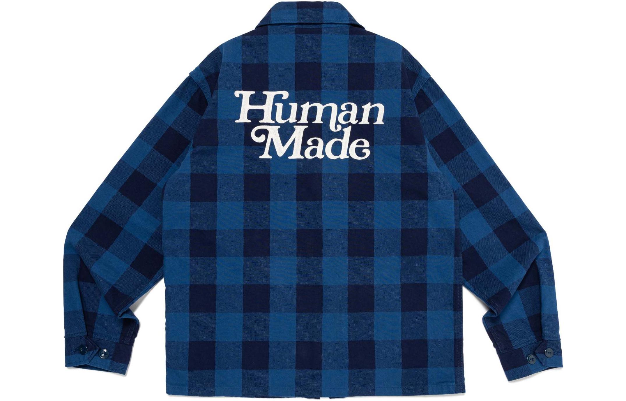 Human Made SS24 Logo Zip-Up Collared Long-Sleeve Jacket Blue Unisex XX27JK007