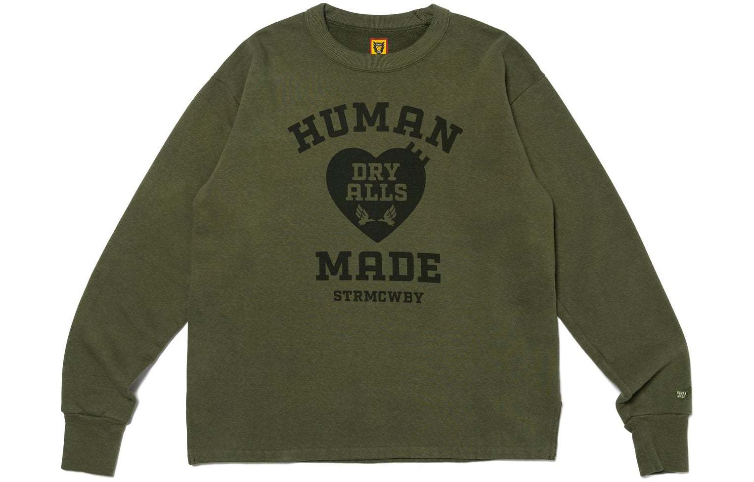 Shop HUMAN MADE SS24 ミリタリー ドライオール ハートロゴ クルーネック スウェット 男女兼用. HM27CS020