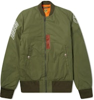 HUMAN MADE SS24 Olive Brown Colorblock Zip-Up Bomber Jacket for Men. Hm18jk009 HUMAN MADE SS24 Olive Brown Colorblock Zip-Up Bomber Jacket for Men. Hm18jk009