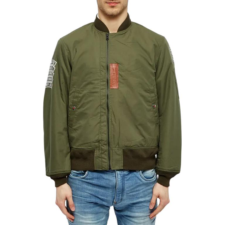 Lookbook HUMAN MADE 男款SS24橄榄棕拼色拉链飞行夹克. Hm18jk009