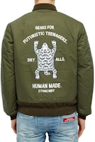 HUMAN MADE 男款SS24橄榄棕拼色拉链飞行夹克. Hm18jk009 Shop HUMAN MADE 男款SS24橄榄棕拼色拉链飞行夹克. Hm18jk009