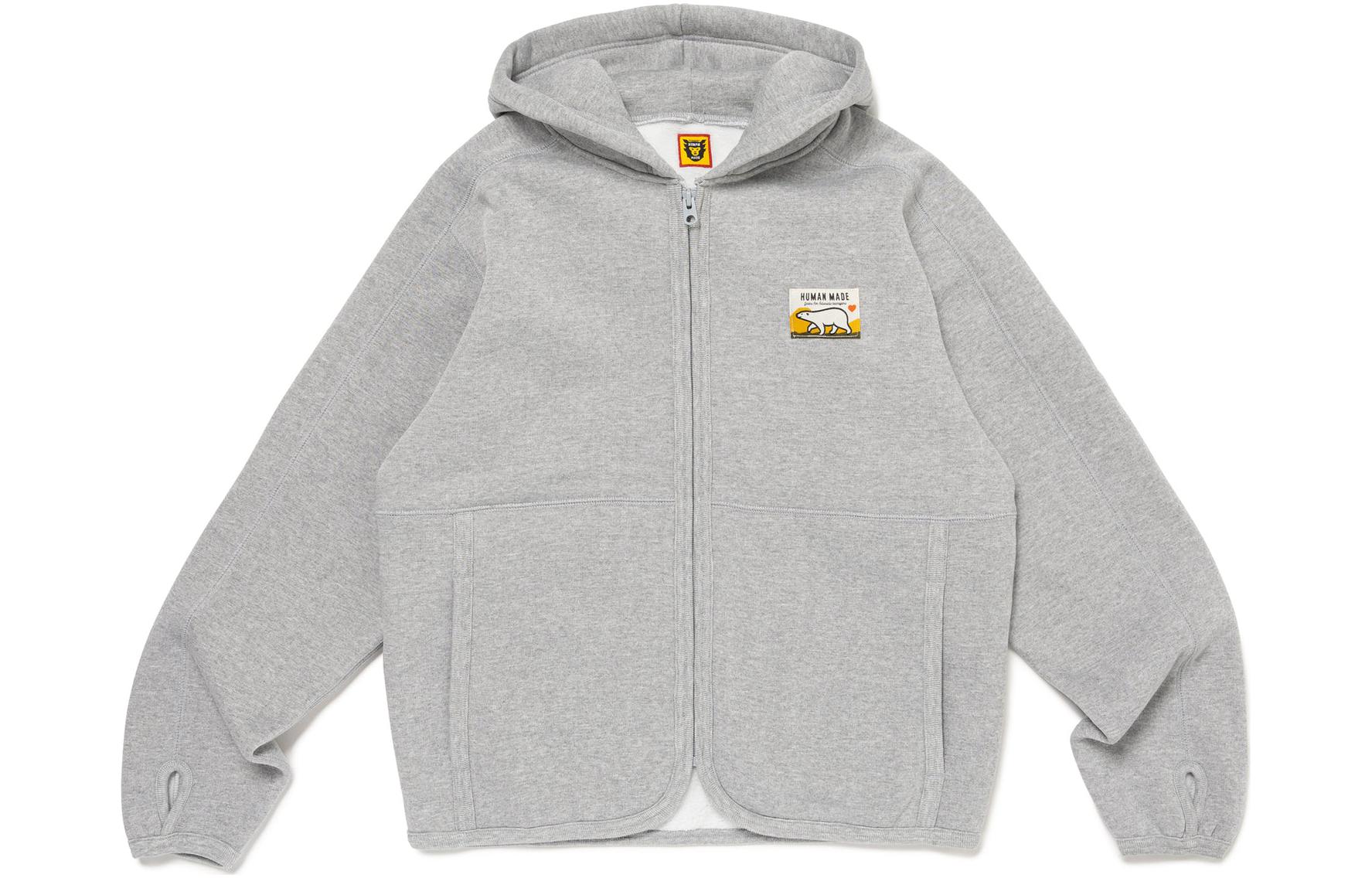 Details for HUMAN MADE SS24 Hoodie Logo Polar Bear Print Zip Unisex HM26CS043