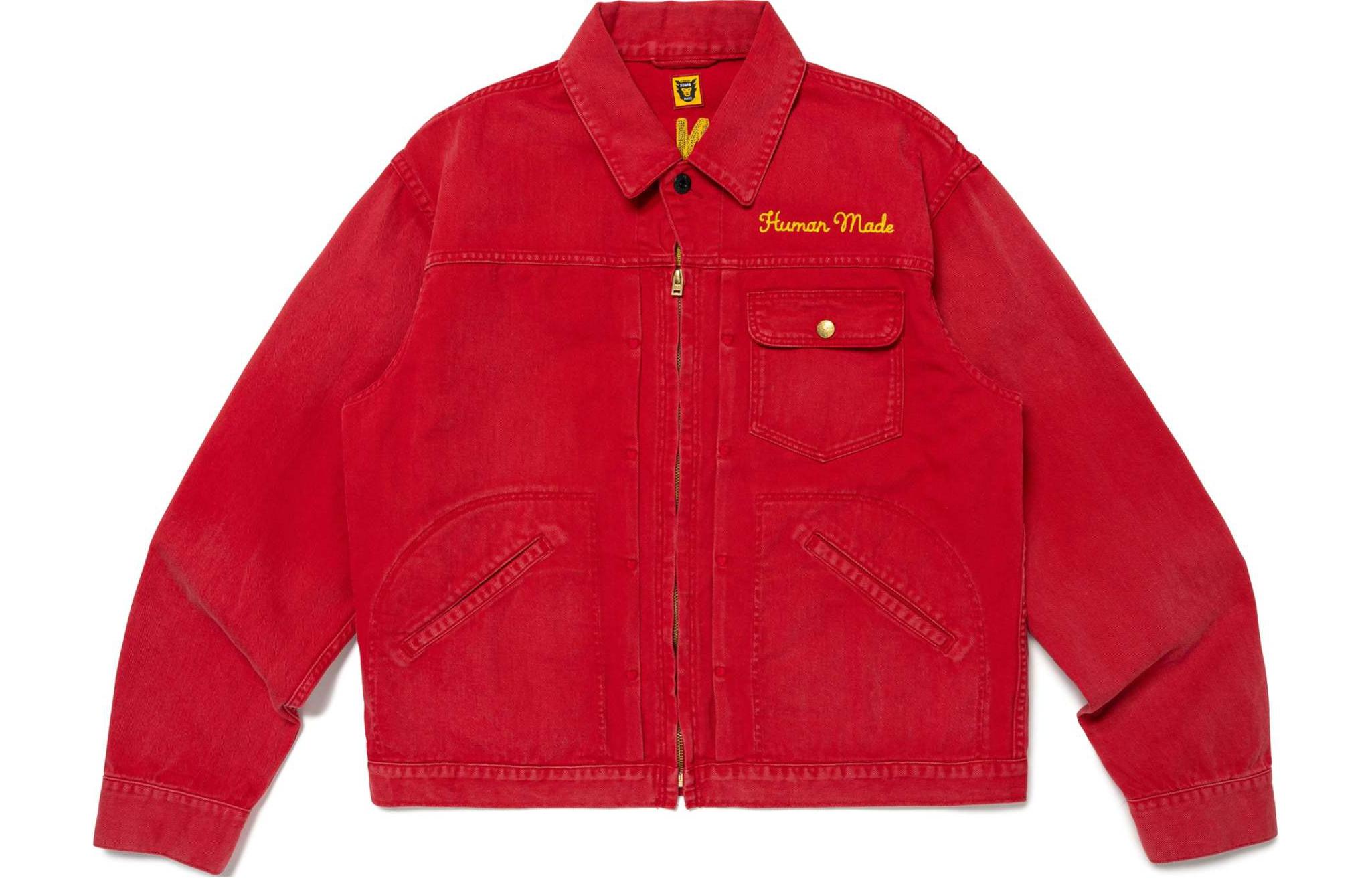 Human Made SS24 Red Zip-Up Collared Jacket Unisex Long Sleeve HM27JK014