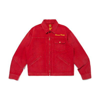 Human Made SS24 Red Zip-Up Collared Jacket Unisex Long Sleeve HM27JK014