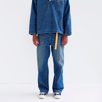 휴먼 메이드 SS24 릴랙스드 스트레이트 핏 멀티포켓 데님 팬츠 유니섹스 블루 HM27PT011 Shop 휴먼 메이드 SS24 릴랙스드 스트레이트 핏 멀티포켓 데님 팬츠 유니섹스 블루 HM27PT011