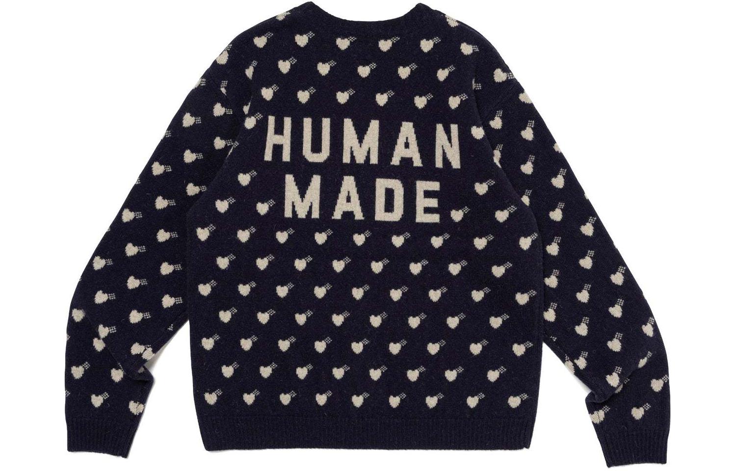 Lookbook HUMAN MADE SS24 Sweater Rajutan Pola Hati Retro Unisex HM27CS035