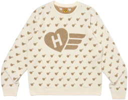 Shop HUMAN MADE SS24 Retro Corak Hati Jacquard Knit Sweater Uniseks HM27CS035