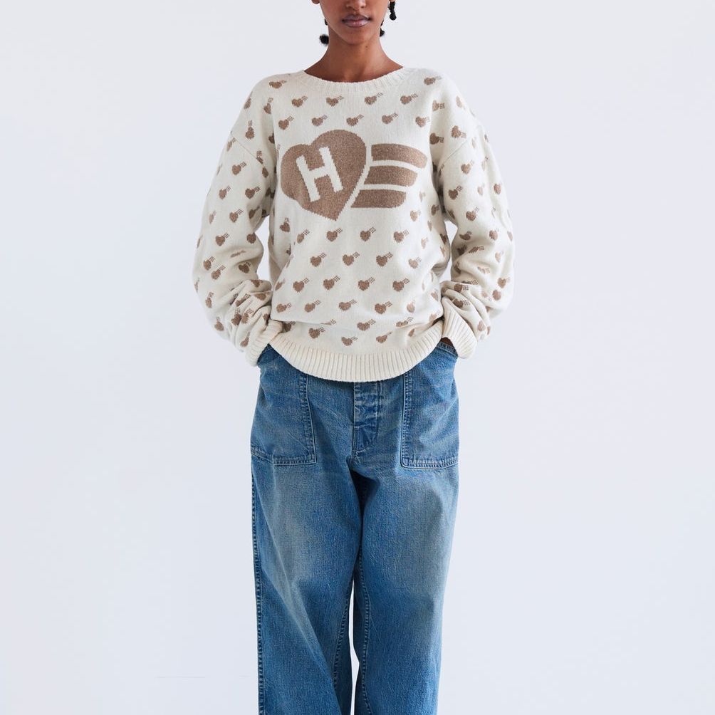 Details for HUMAN MADE SS24 Sweater Rajutan Pola Hati Retro Unisex HM27CS035