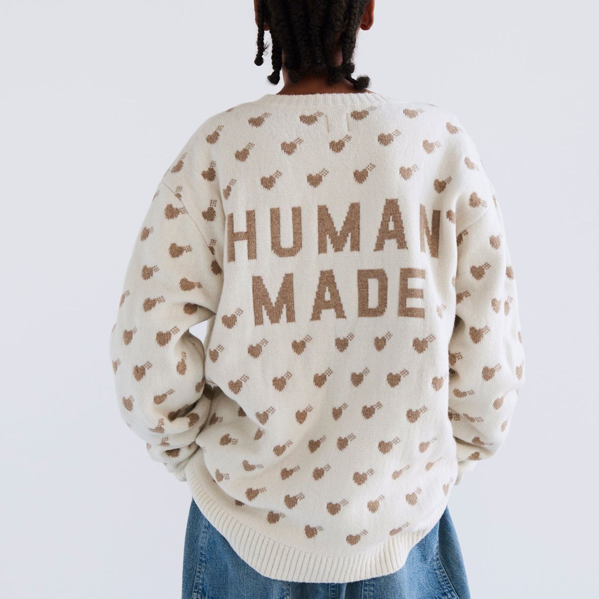 Sizing HUMAN MADE SS24 Sweater Rajutan Pola Hati Retro Unisex HM27CS035