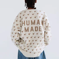 Sizing HUMAN MADE SS24 Retro Corak Hati Jacquard Knit Sweater Uniseks HM27CS035