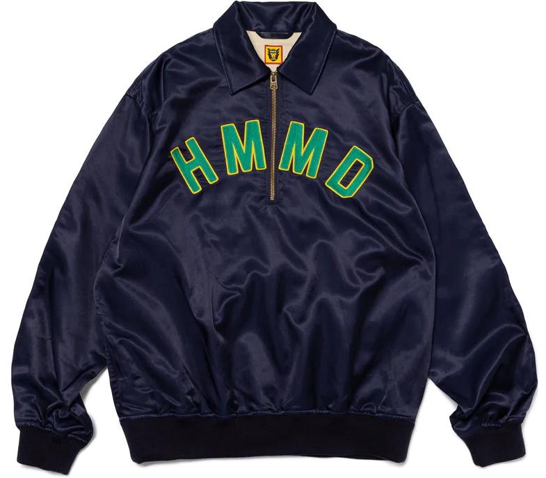 human-made-ss-24-satin-logo-half-zip-pullover-sweatshirt-unisex-hm-27-sh-007