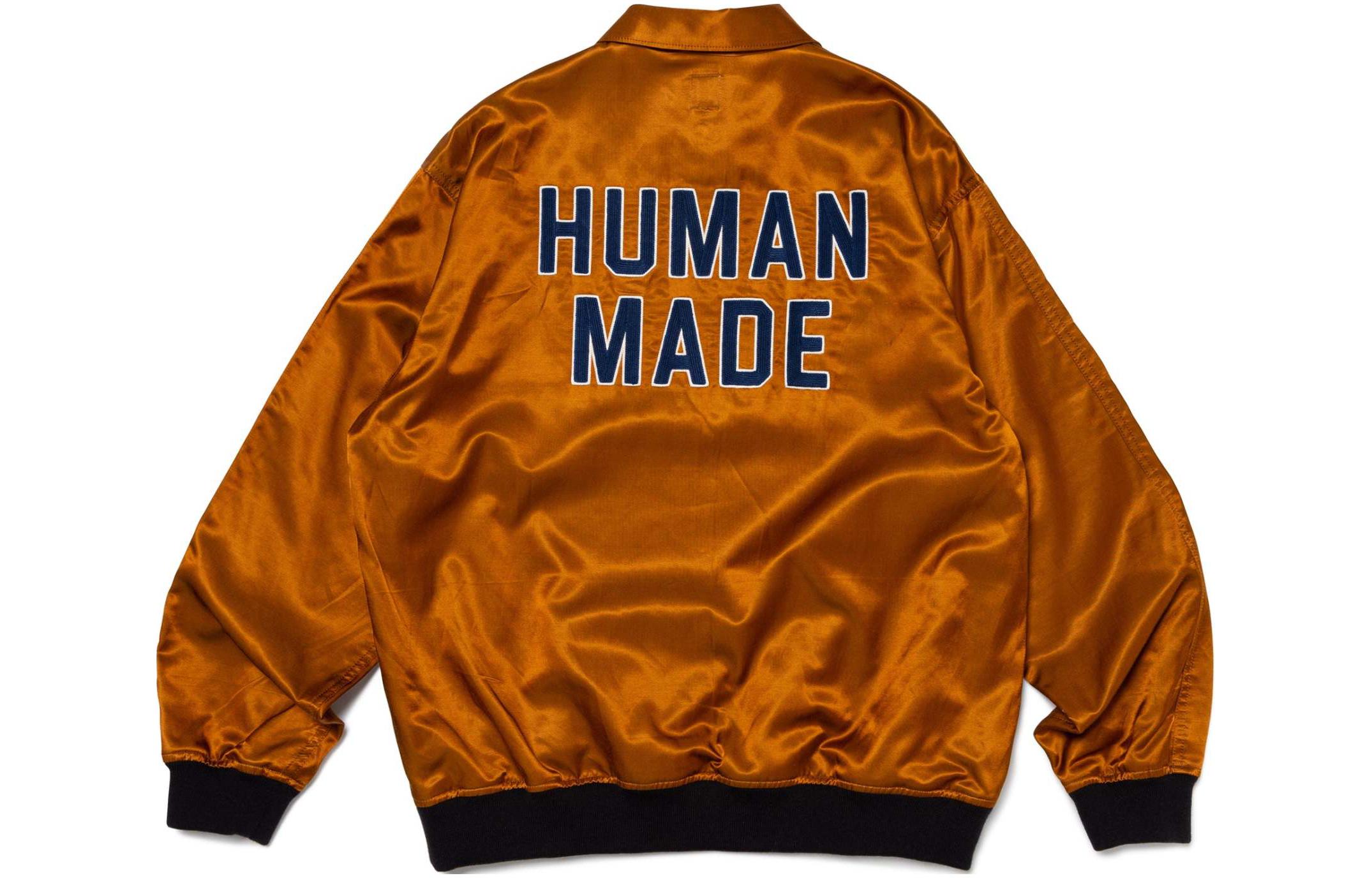 Lookbook HUMAN MADE SS24 缎面Logo半拉链卫衣男女同款。 HM27SH007