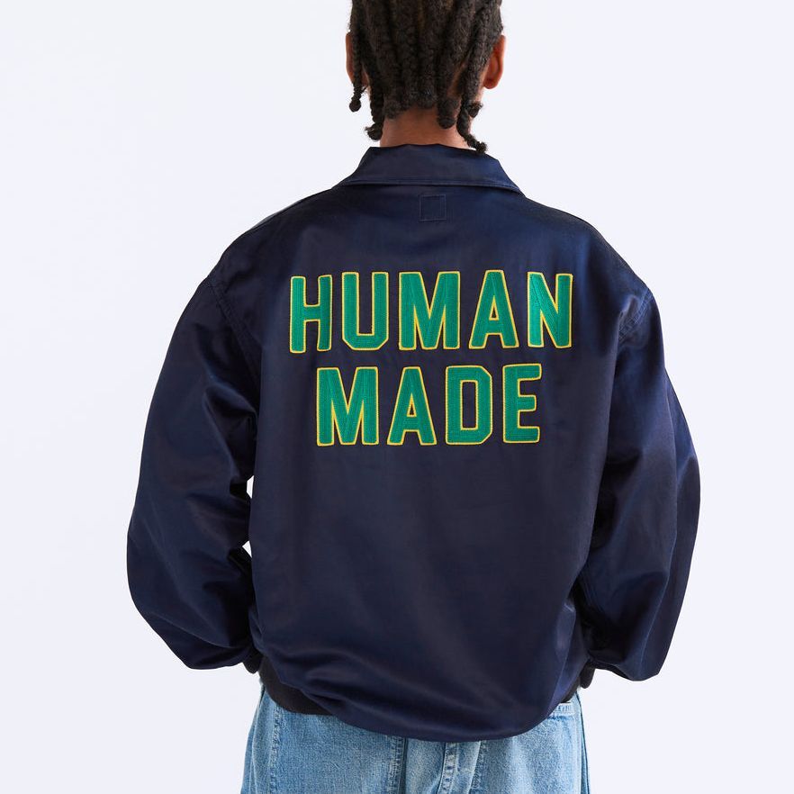 Sizing HUMAN MADE SS24 缎面Logo半拉链卫衣男女同款。 HM27SH007