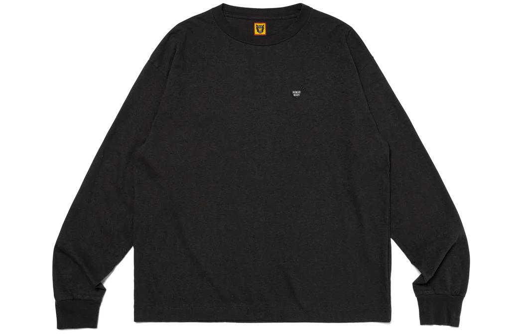 HUMAN MADE SS24 Solid Color Logo Long Sleeve Tee Unisex Crewneck. HM27CS015