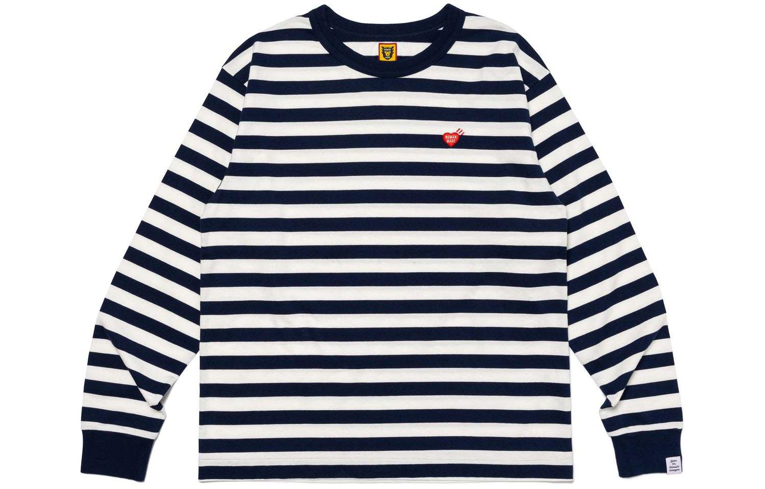 Order HUMAN MADE SS24 Baju T Lengan Panjang Berjalur Unisex HM27CS018