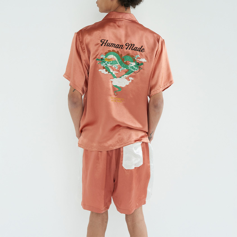 Sizing HUMAN MADE SS24 Celana Pendek Unisex Dragon Embroidery Santai. HM27PT017