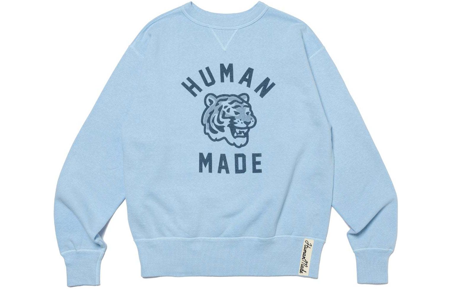 HUMAN MADE SS24 Tiger Print Logo Crewneck Sweatshirt Unisex. HM27CS025