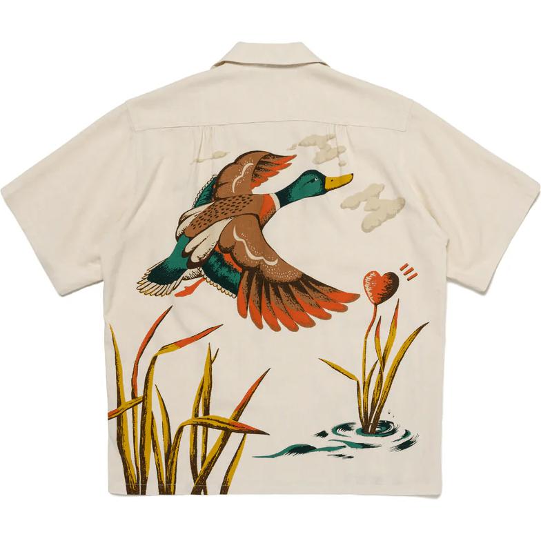 Lookbook 휴먼메이드 SS24 유니섹스 오리 그래픽 반팔 버튼업 셔츠 HM27SH028