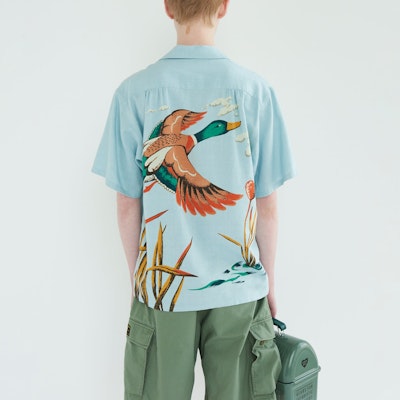 휴먼메이드 SS24 유니섹스 오리 그래픽 반팔 버튼업 셔츠 HM27SH028 Sizing 휴먼메이드 SS24 유니섹스 오리 그래픽 반팔 버튼업 셔츠 HM27SH028