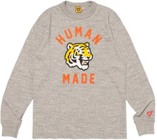 Shop HUMAN MADE SS24 男女款虎紋圖案長袖圓領T恤 HM27CS013