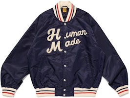 HUMAN MADE SS24 男女同款标志棒球夹克,条纹罗纹领设计. HM27JK008 Order HUMAN MADE SS24 男女同款标志棒球夹克,条纹罗纹领设计. HM27JK008