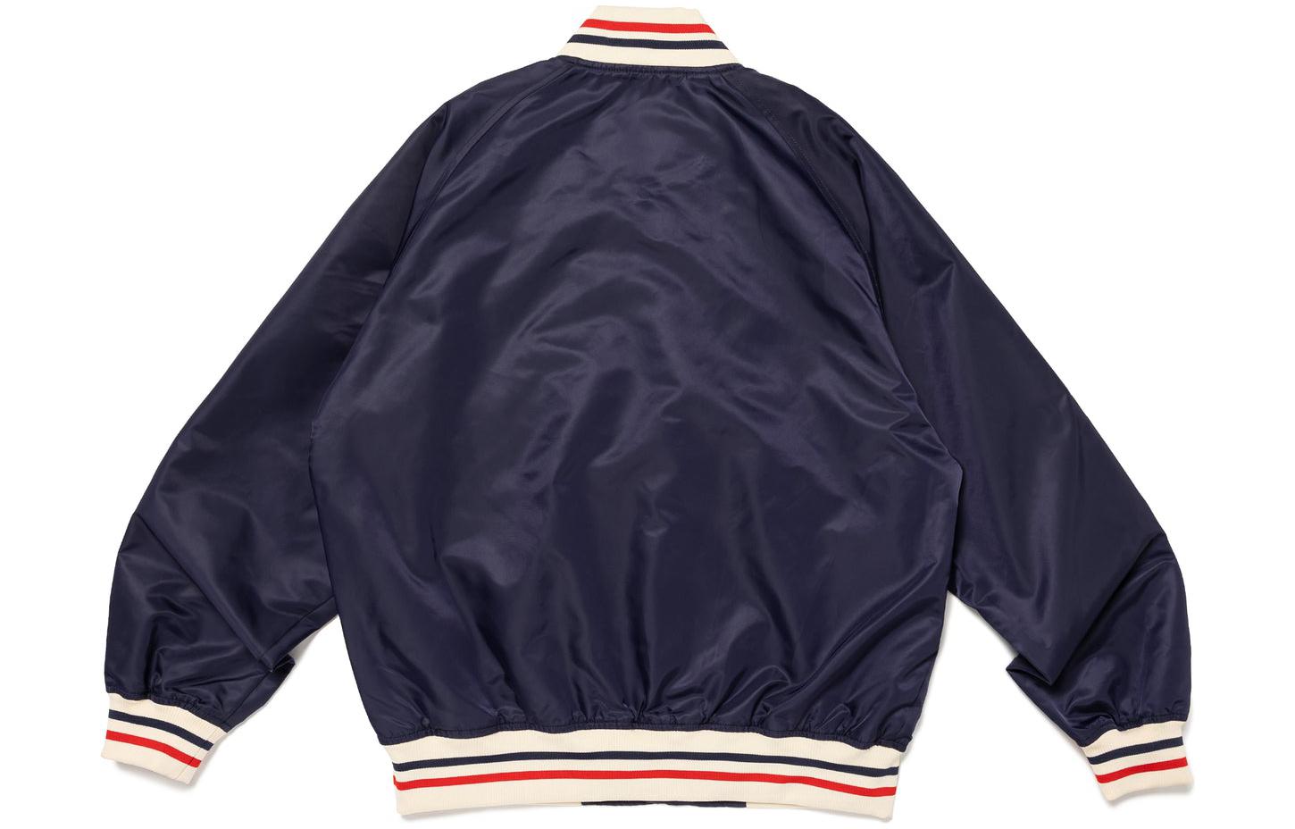 Lookbook HUMAN MADE SS24 男女同款标志棒球夹克，条纹罗纹领设计. HM27JK008