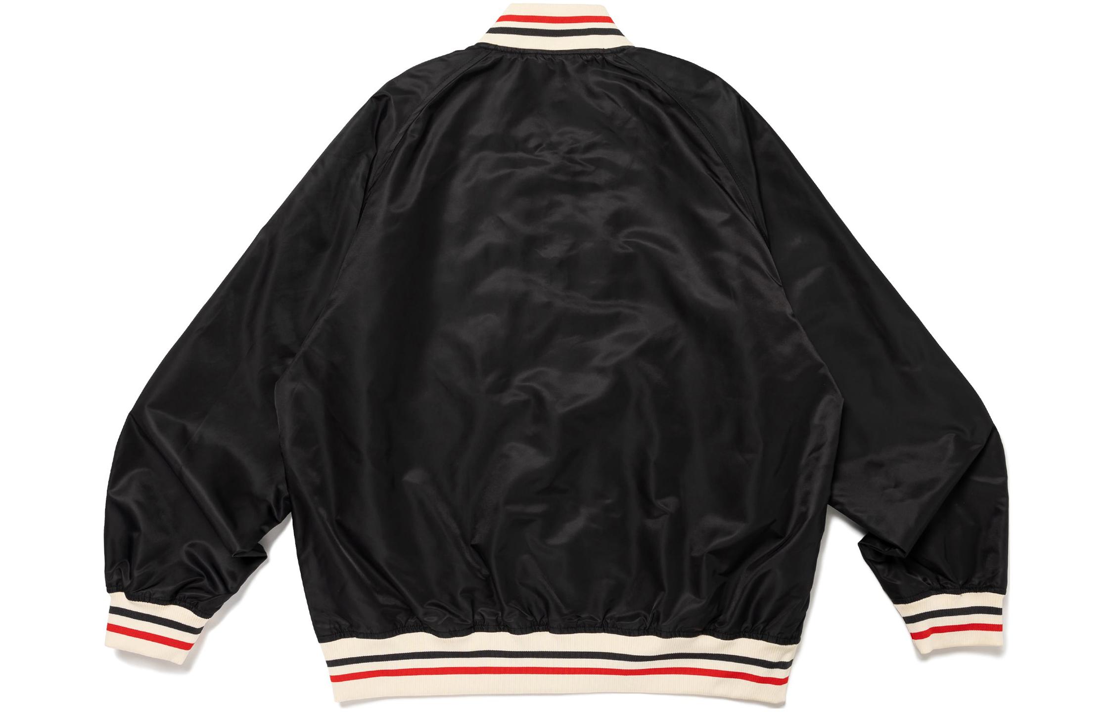 Sizing HUMAN MADE SS24 男女同款标志棒球夹克，条纹罗纹领设计. HM27JK008