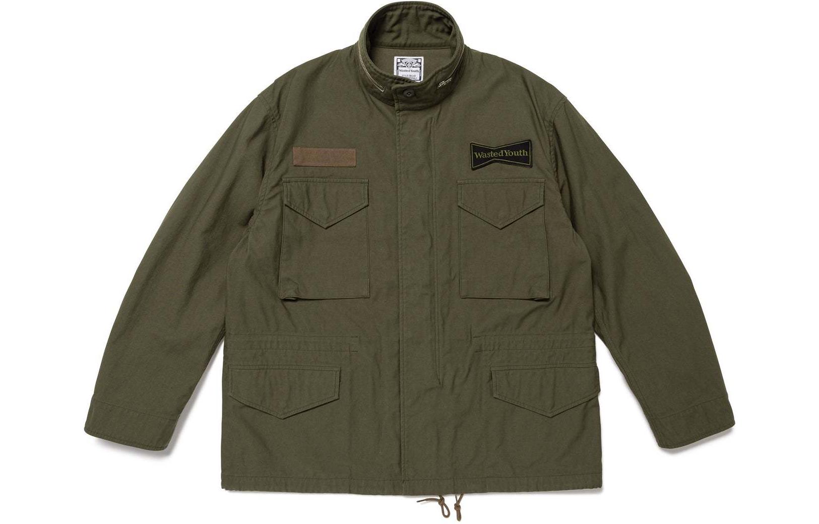 Human Made SS24 Wasted Youth Military Jacket Green Unisex Zip-Up Colorblock WY26JK001