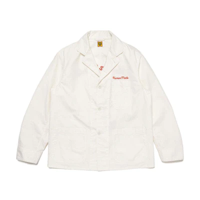 HUMAN MADE SS24 White Casual Logo Embroidered Button Workwear Jacket Unisex HM27JK022