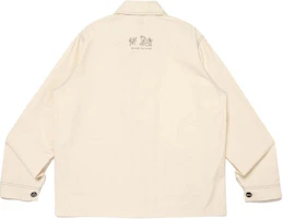 Lookbook HUMAN MADE SS24 白色刺绣纽扣休闲工装夹克 男女通用款。 HM27JK023
