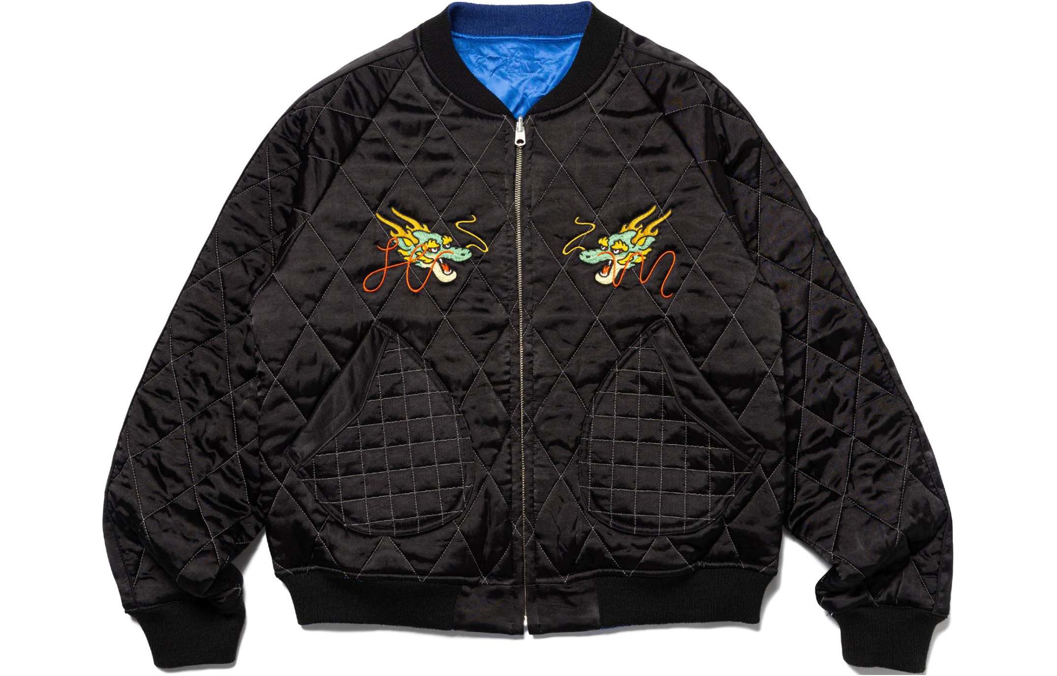 HUMAN MADE SS24 Year of Dragon Reversible Embroidered Crewneck Jacket Black HM27JK001