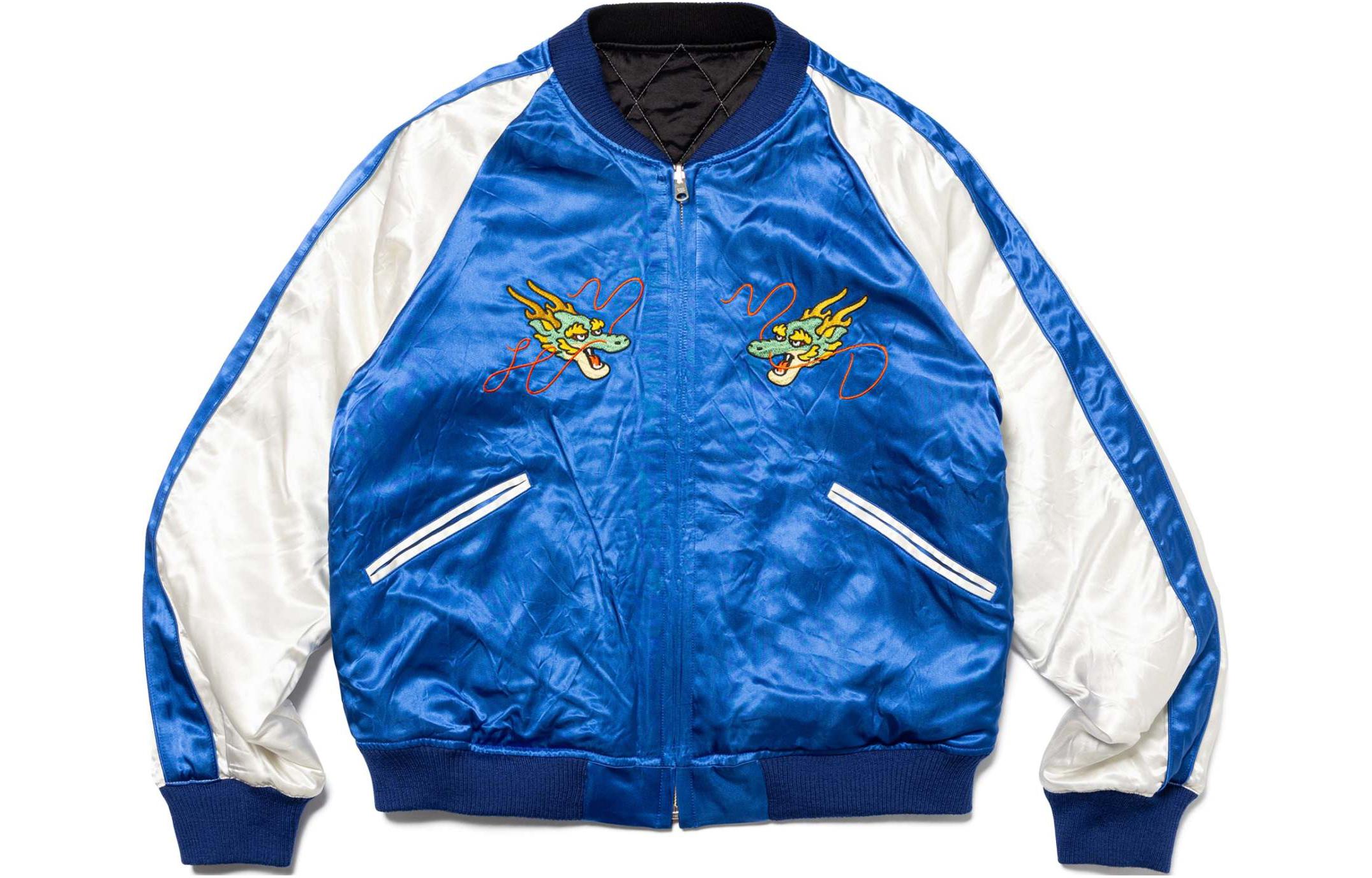 Shop HUMAN MADE SS24 Jaket Crewneck Bordir Reversible Black Tahun Naga HM27JK001